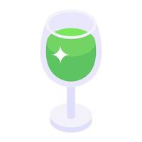 Soft drink icon, lemonade in a glass isometric vector