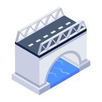 Icon of bridge in isometric style, editable vector