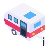 Camper van icon vector in isometric design