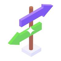 Roadside arrows, guidepost concept in modern isometric style vector