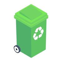 Three arrows on garbage bin, vector design of recycle bin