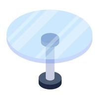 Isometric icon of glass table, coffee table vector