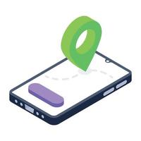 Location tracker for logistic services, isometric icon vector