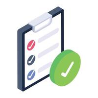 An icon of checklist in isometric design vector