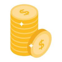 Money stack of dollars, isometric icon vector