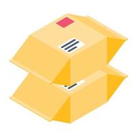 An icon of cargo parcels in modern isometric style vector