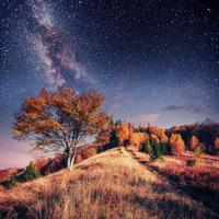 mountain range in the Carpathian Mountains in autumn night under photo