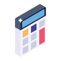 Calculator icon in isometric vector