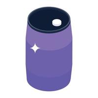 Cask icon isometric icon, liquid or waste container vector