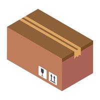 A breakable fragile cargo in isometric icon vector