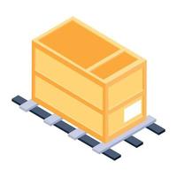 An icon of a wooden carton in modern isometric style vector