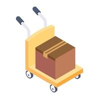 Parcel trolley also known as dolly, isometric icon
