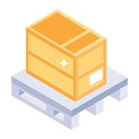 An icon of a wooden carton depicting shipment in modern isometric style vector