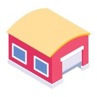 Storeroom icon in isometric design, building for storing goods vector