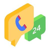 24 7 chat in isometric vector design