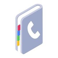 Isometric icon of contact book, editable vector