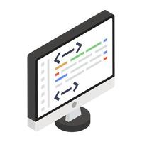 icono de codificación de sitio web en estilo isométrico vector