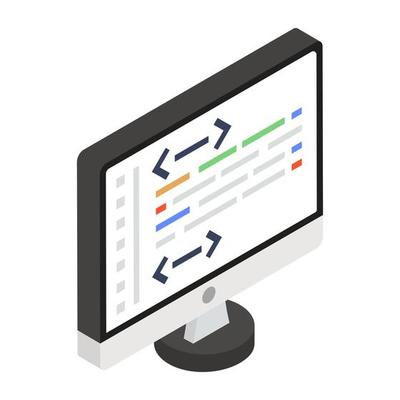 Website coding icon in isometric style