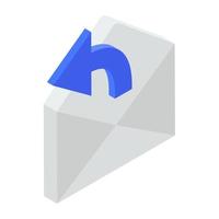 Back arrow with envelope, a perfect icon of mail reply vector