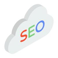 Seo cloud icon, editable isometric vector