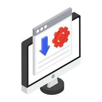 Icon of web download in isometric design vector