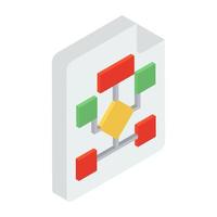 Sitemap on a paper depicting algorithm in isometric style vector