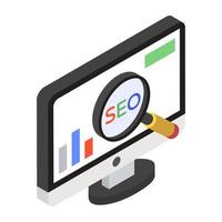 Isometric icon of search optimization, editable design vector