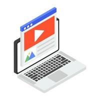 Icon of website video in editable isometric style vector