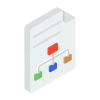 Sitemap on a paper depicting flowchart in isometric style vector