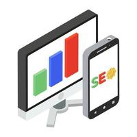 Responsive design icon in editable isometric design vector