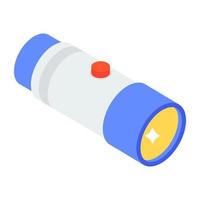 A portable torch icon in isometric design vector