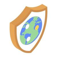 Icon of global security in editable isometric design vector