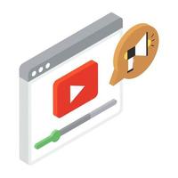 Editable icon of video marketing, isometric style vector