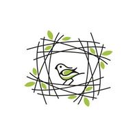 Bird Nest Icon Line art Style Logo Design Inspiration vector