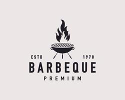 Vintage Retro Label Badge Emblem Barbeque Charcoal Grill Hipster Logo Inspiration vector