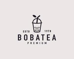 Inspiración en el diseño del logotipo hipster de té de burbujas retro vintage vector