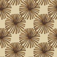 Fan palm leaves seamless pattern on. Vintage tropical foliage in engraving style. vector