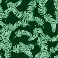 Banana leaves seamless pattern. Tropical branch in engraving style. vector