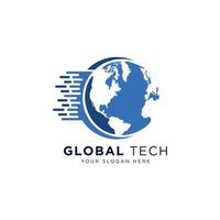 plantilla de diseño de logotipo de tecnología global vector