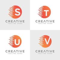 plantilla de colección de diseño de logotipo de monograma de marca de letra de tecnología, s, t, u, v, logotipo