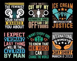 paquete de diseño de camiseta del día internacional de la mujer vector