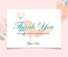 gracias tarjeta de felicitación con flor de fondo blanco - vector de ilustración. perfecto para el diseño de bodas, saludos o invitaciones