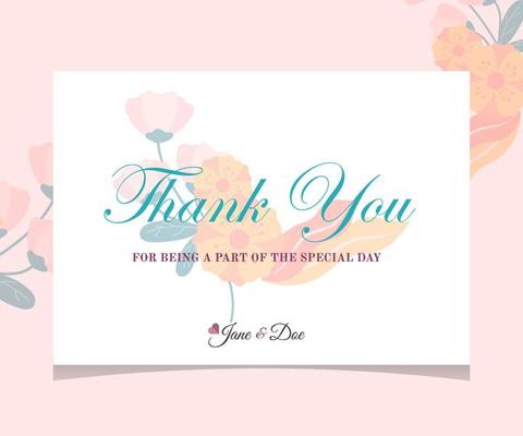 Thank you Compliment Card with White Background Flower - Illustration Vector. Perfect for wedding, greeting or invitation design