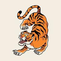 Tiger cartoon ornament vector