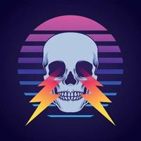 Skull with retrowave background vector