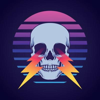 Skull with retrowave background