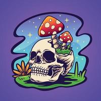 Skull trippy mushroom vector
