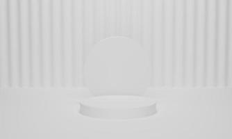 White cylinder podium on white background for pedestal display. 3d render photo