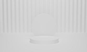 White cylinder podium on white background for pedestal display. 3d render photo