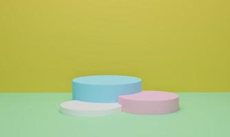 Abstract scene colorful minimal background. studio with geometric shapes. Platforms for product presentation. Minimalism concept. 3d rendering photo